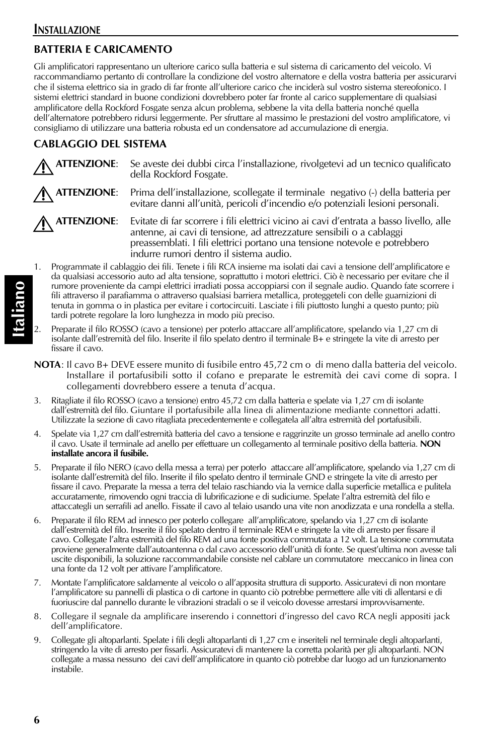 Italiano | Rockford Fosgate FFX3 User Manual | Page 54 / 64