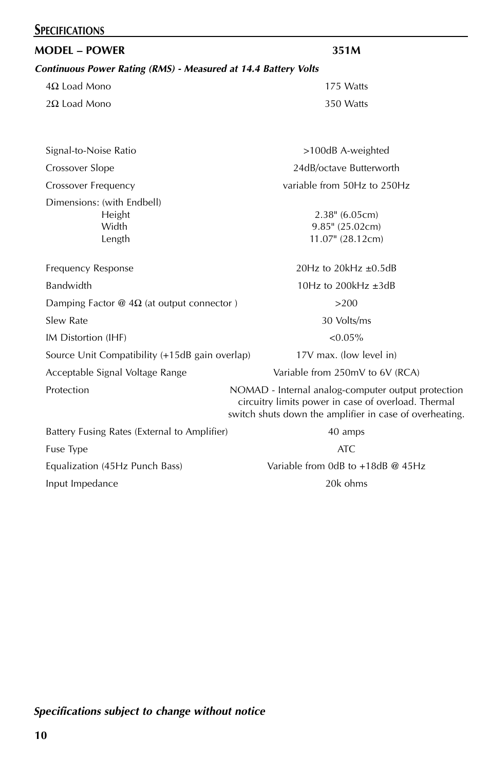 Rockford Fosgate 351M User Manual | Page 10 / 52
