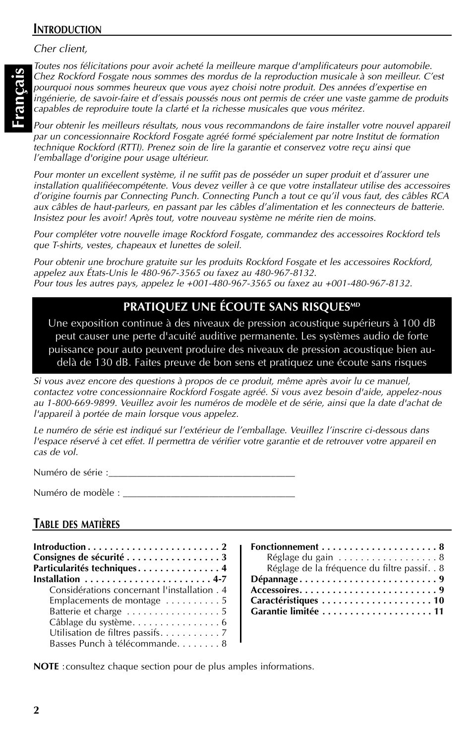 Fran çais | Rockford Fosgate 351M User Manual | Page 12 / 52