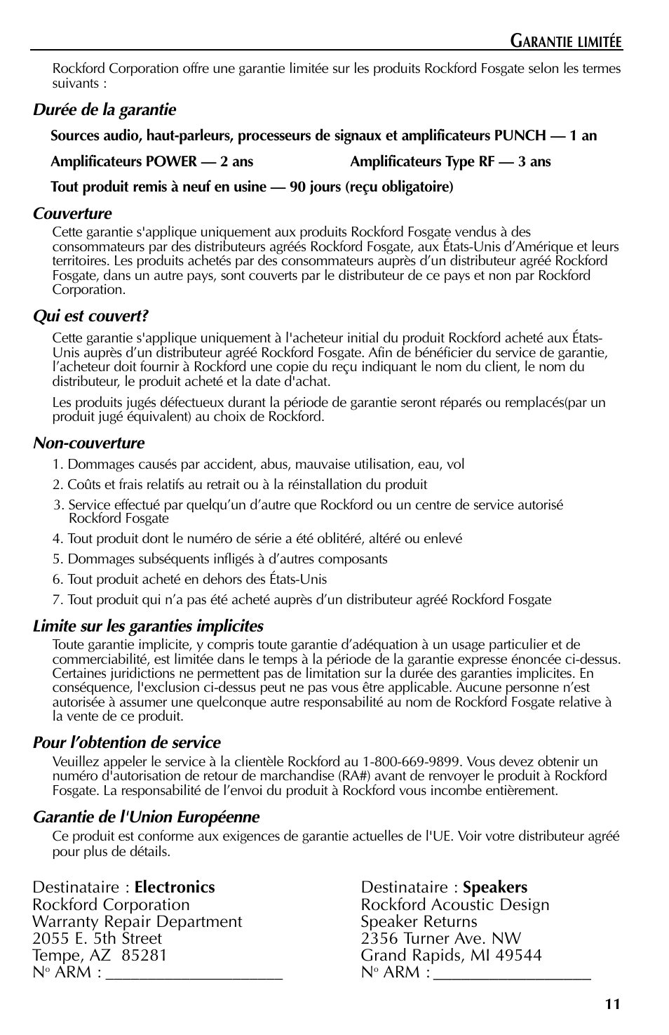 Rockford Fosgate 351M User Manual | Page 21 / 52