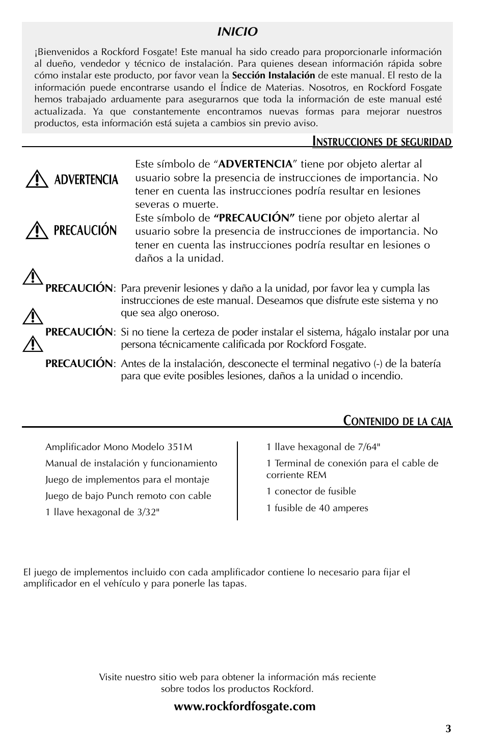 Rockford Fosgate 351M User Manual | Page 23 / 52