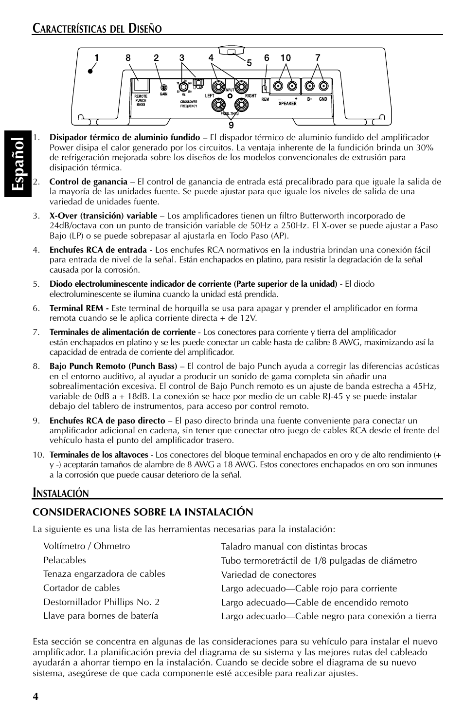 Espa ñ ol | Rockford Fosgate 351M User Manual | Page 24 / 52