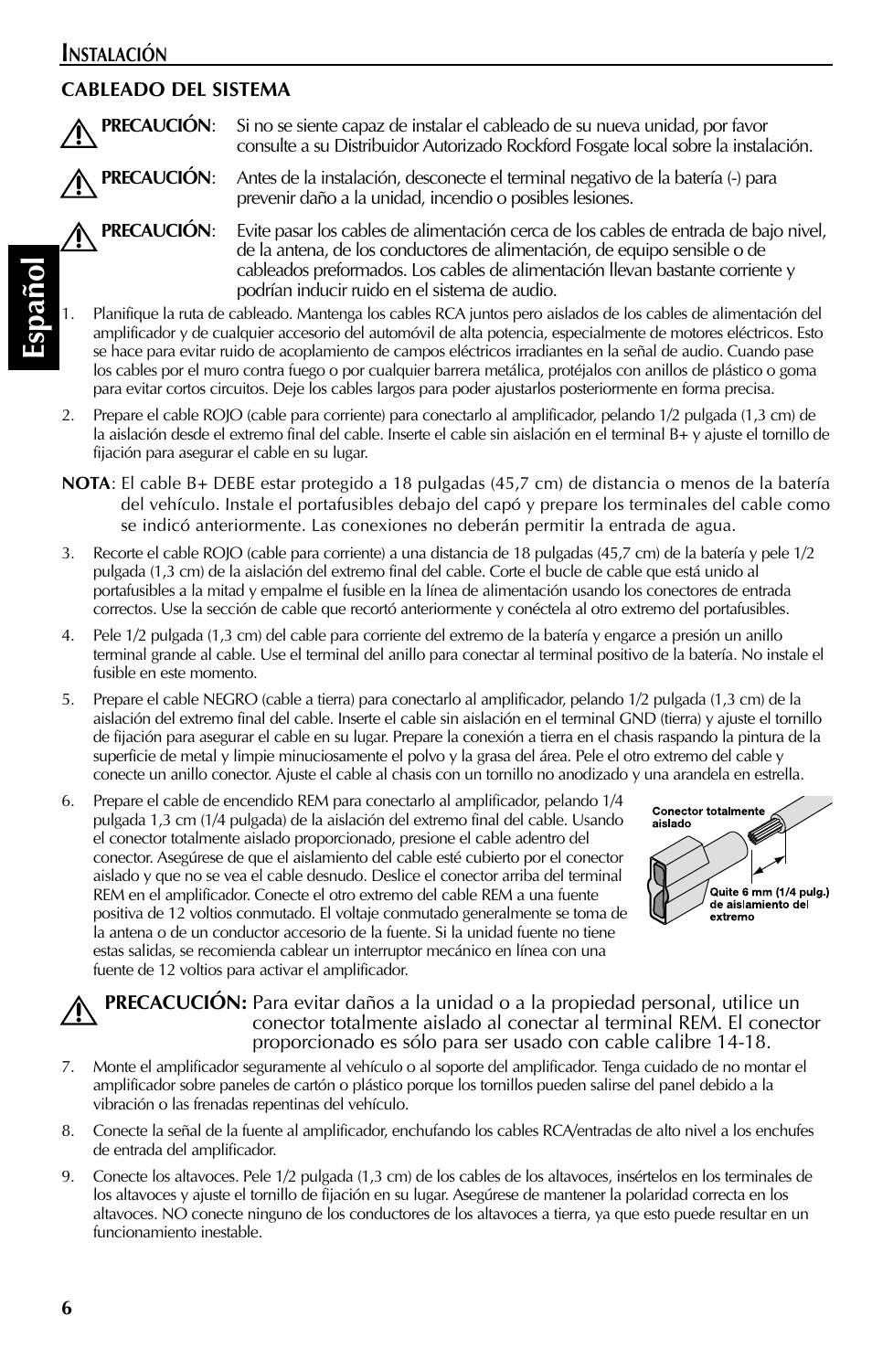 Espa ñ ol | Rockford Fosgate 351M User Manual | Page 26 / 52