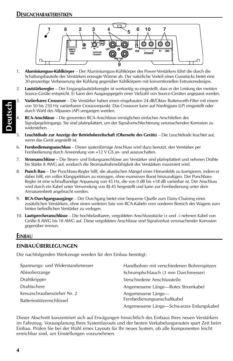 Deutsch | Rockford Fosgate 351M User Manual | Page 34 / 52