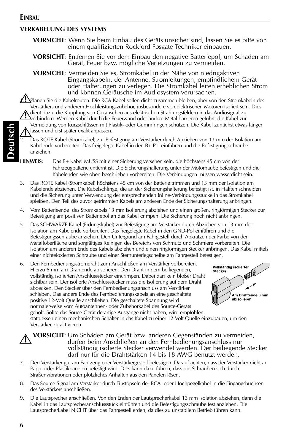 Deutsch | Rockford Fosgate 351M User Manual | Page 36 / 52