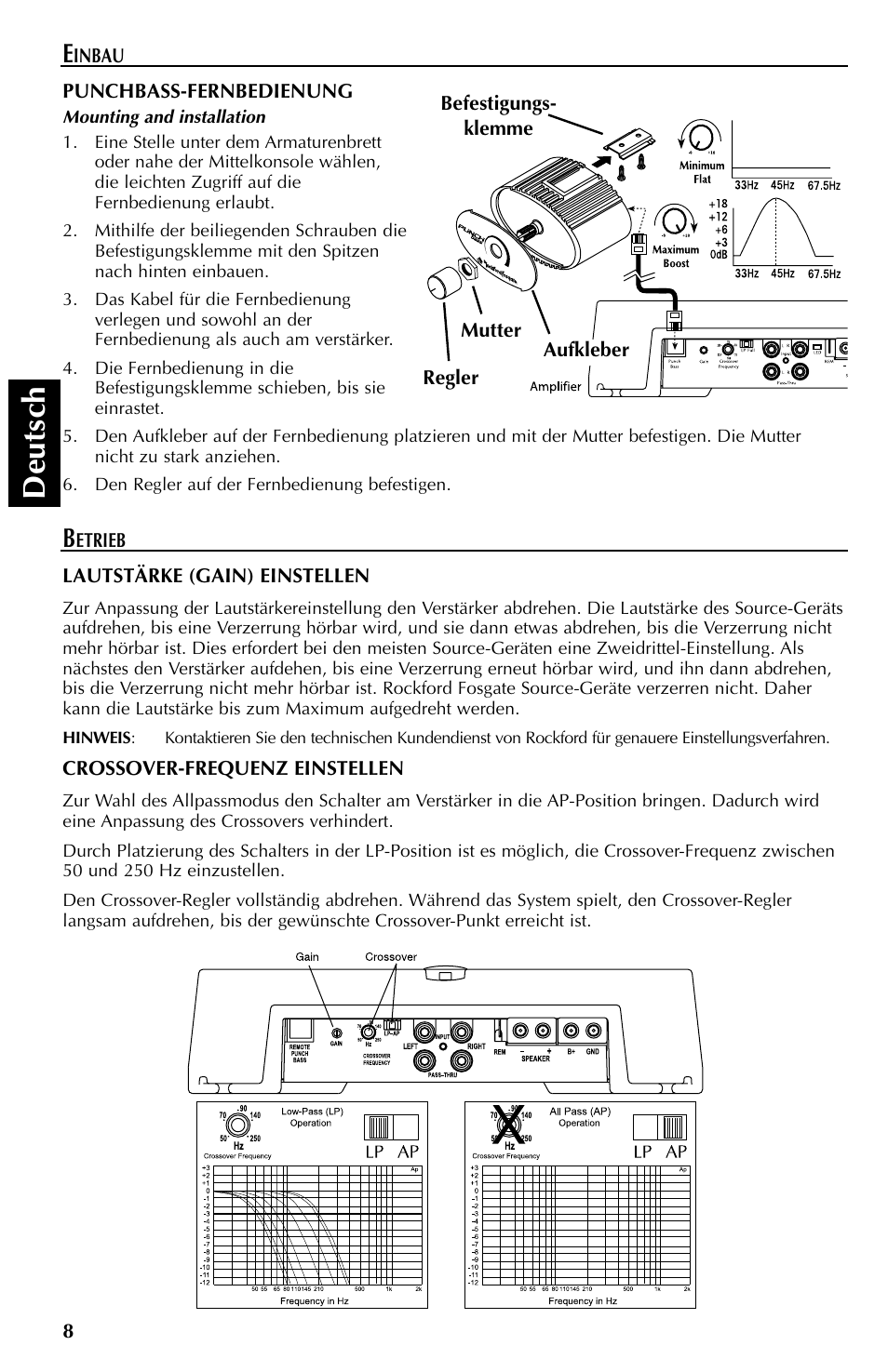 Deutsch | Rockford Fosgate 351M User Manual | Page 38 / 52