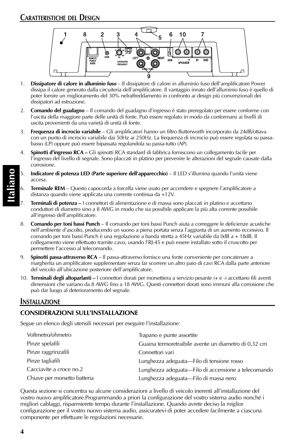 Italiano | Rockford Fosgate 351M User Manual | Page 44 / 52