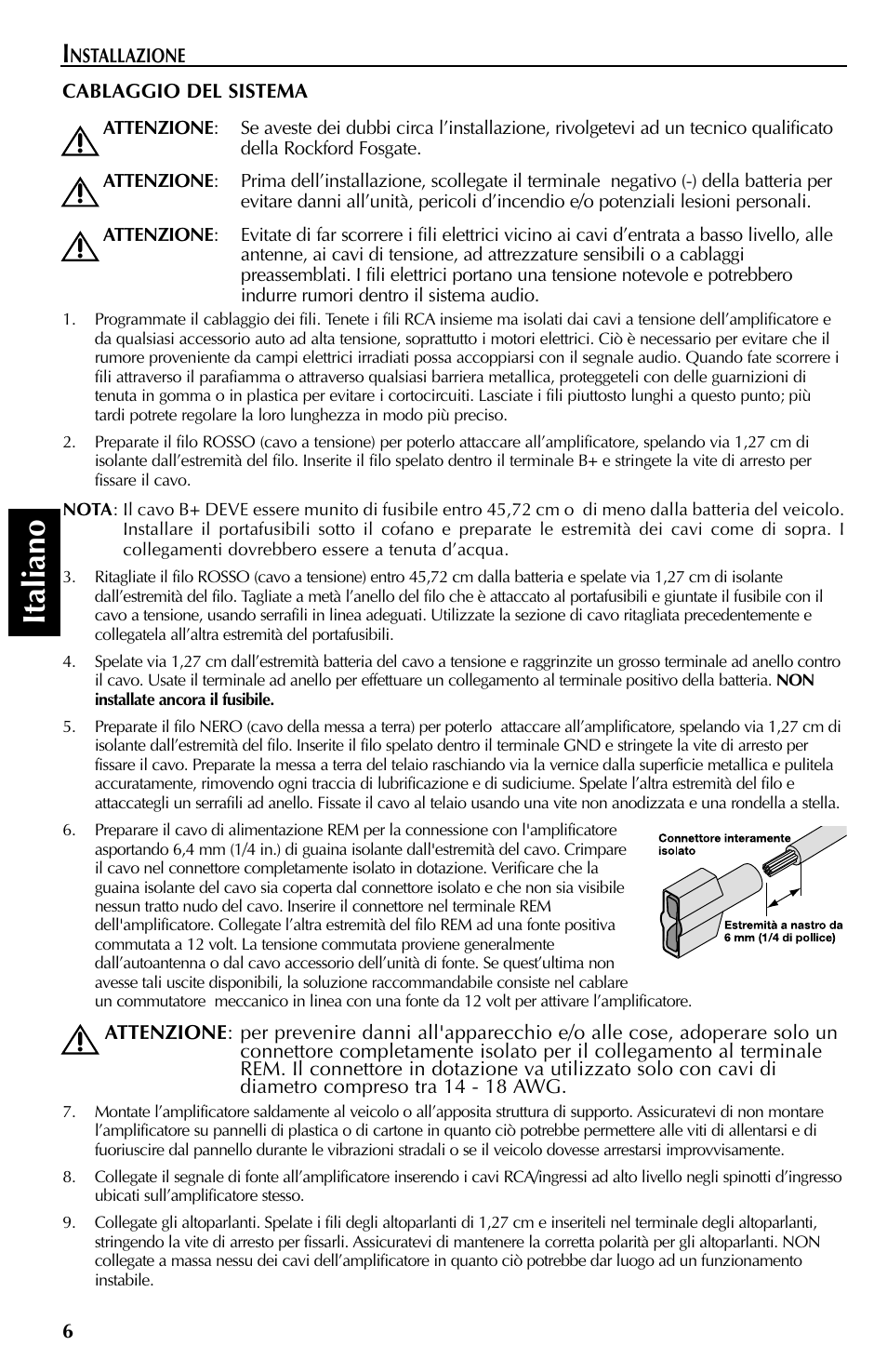 Italiano | Rockford Fosgate 351M User Manual | Page 46 / 52