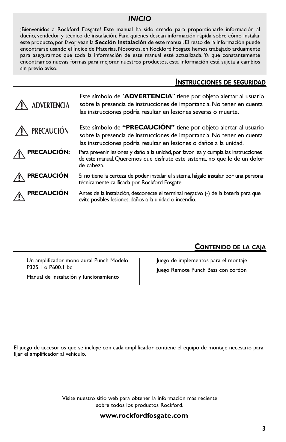 Inicio | Rockford Fosgate P600..I bd User Manual | Page 27 / 64