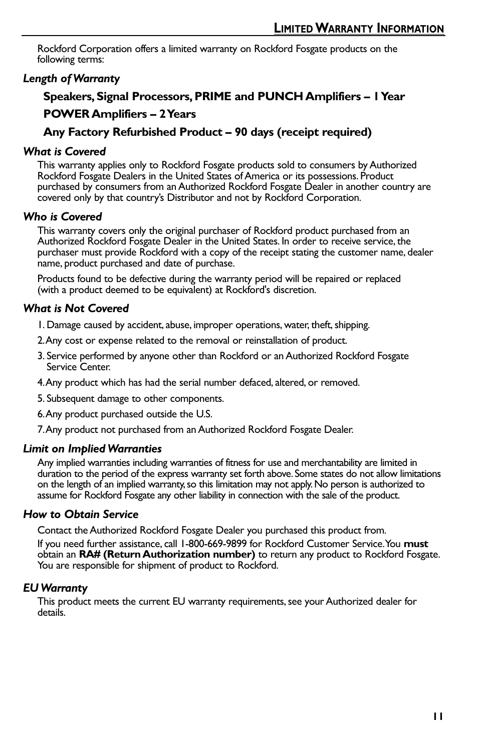 Rockford Fosgate Prime R150-2 User Manual | Page 11 / 52