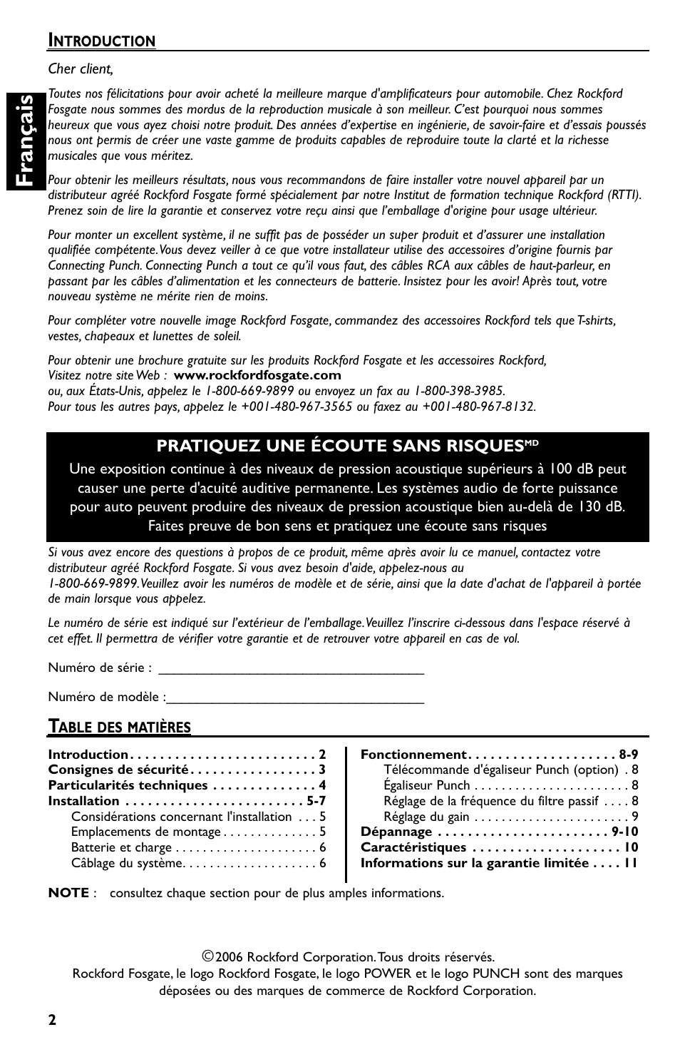 Français, Pratiquez une écoute sans risques | Rockford Fosgate T600-2 User Manual | Page 12 / 52