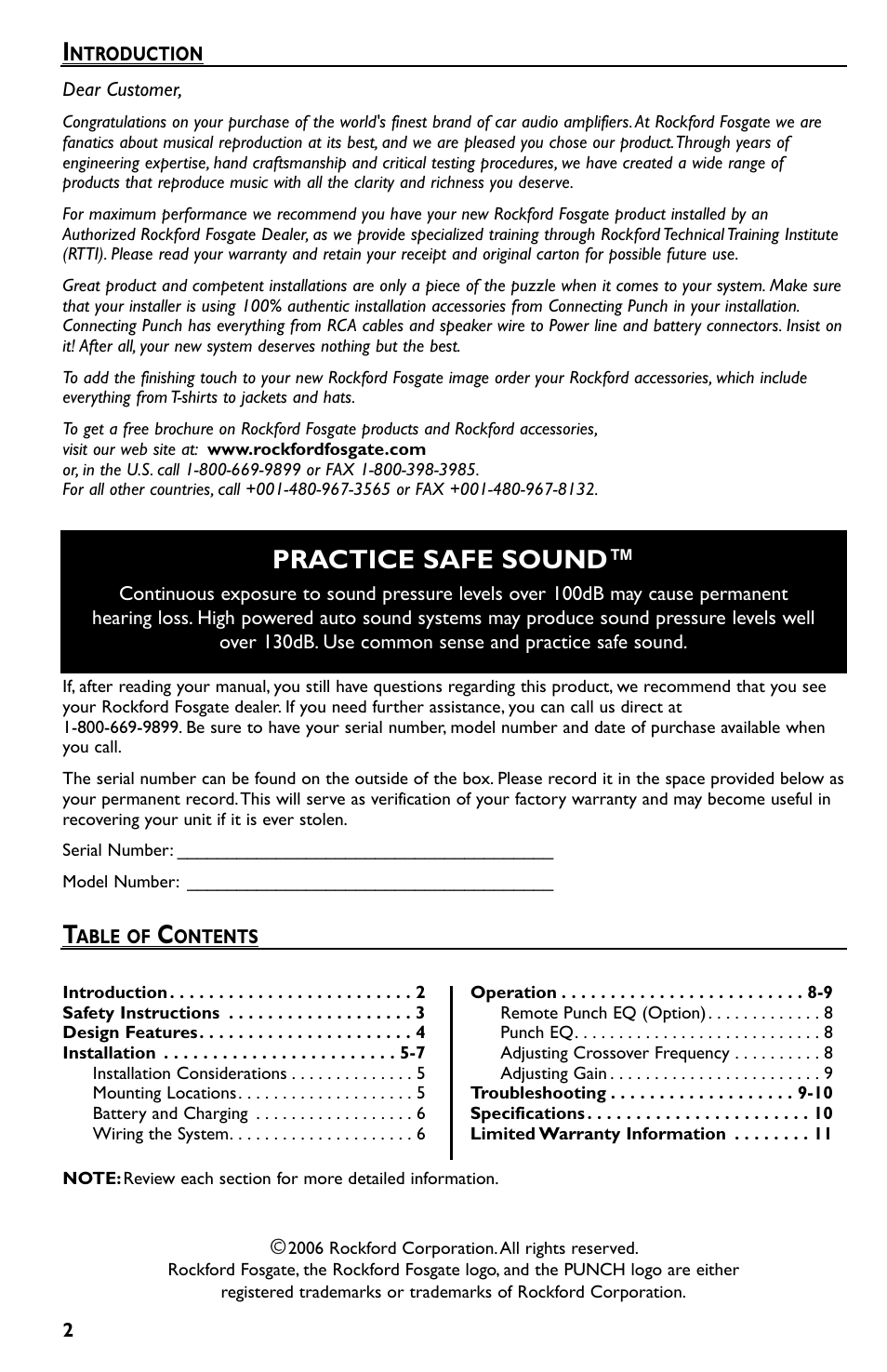 Practice safe sound | Rockford Fosgate T600-2 User Manual | Page 2 / 52