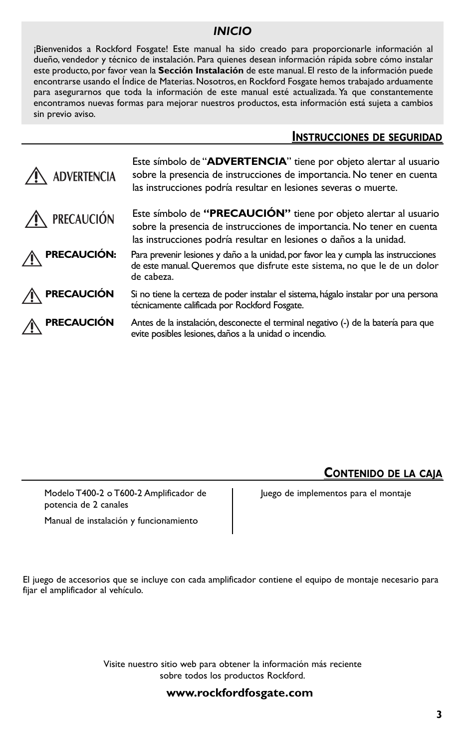 Inicio | Rockford Fosgate T600-2 User Manual | Page 23 / 52