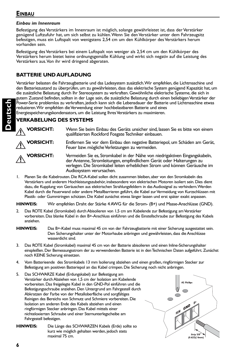 Deutsch | Rockford Fosgate T600-2 User Manual | Page 36 / 52