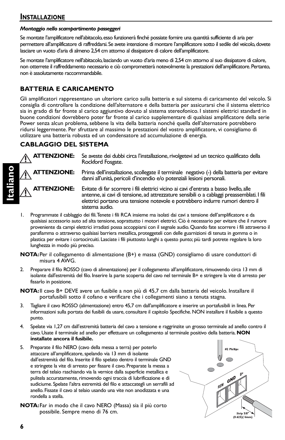 Italiano | Rockford Fosgate T600-2 User Manual | Page 46 / 52