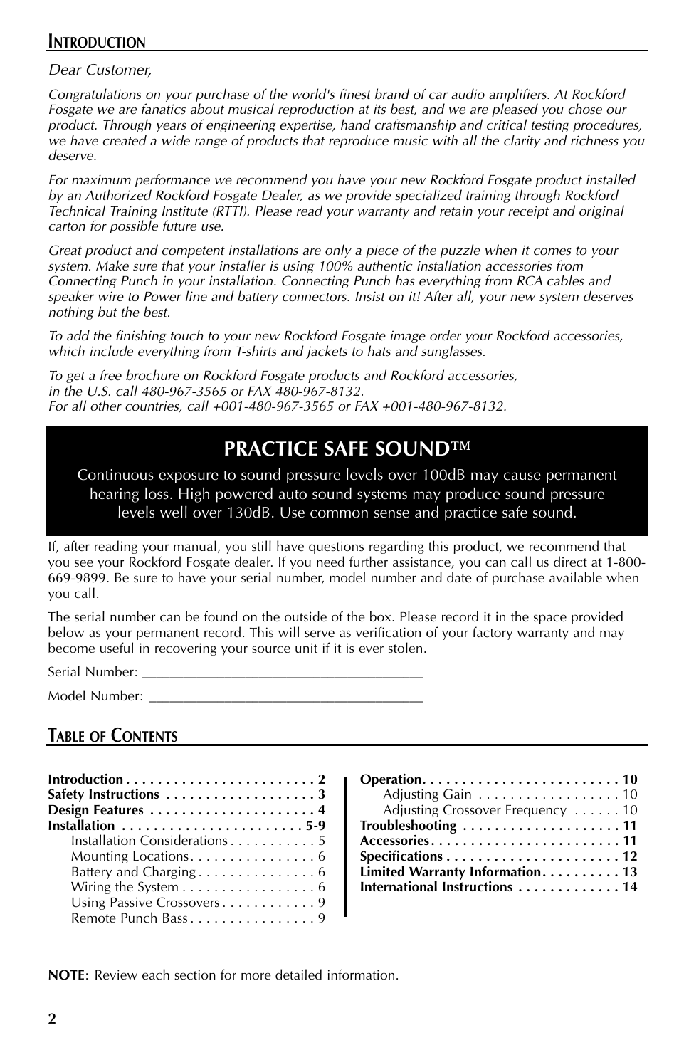 Practice safe sound | Rockford Fosgate 550X User Manual | Page 2 / 64