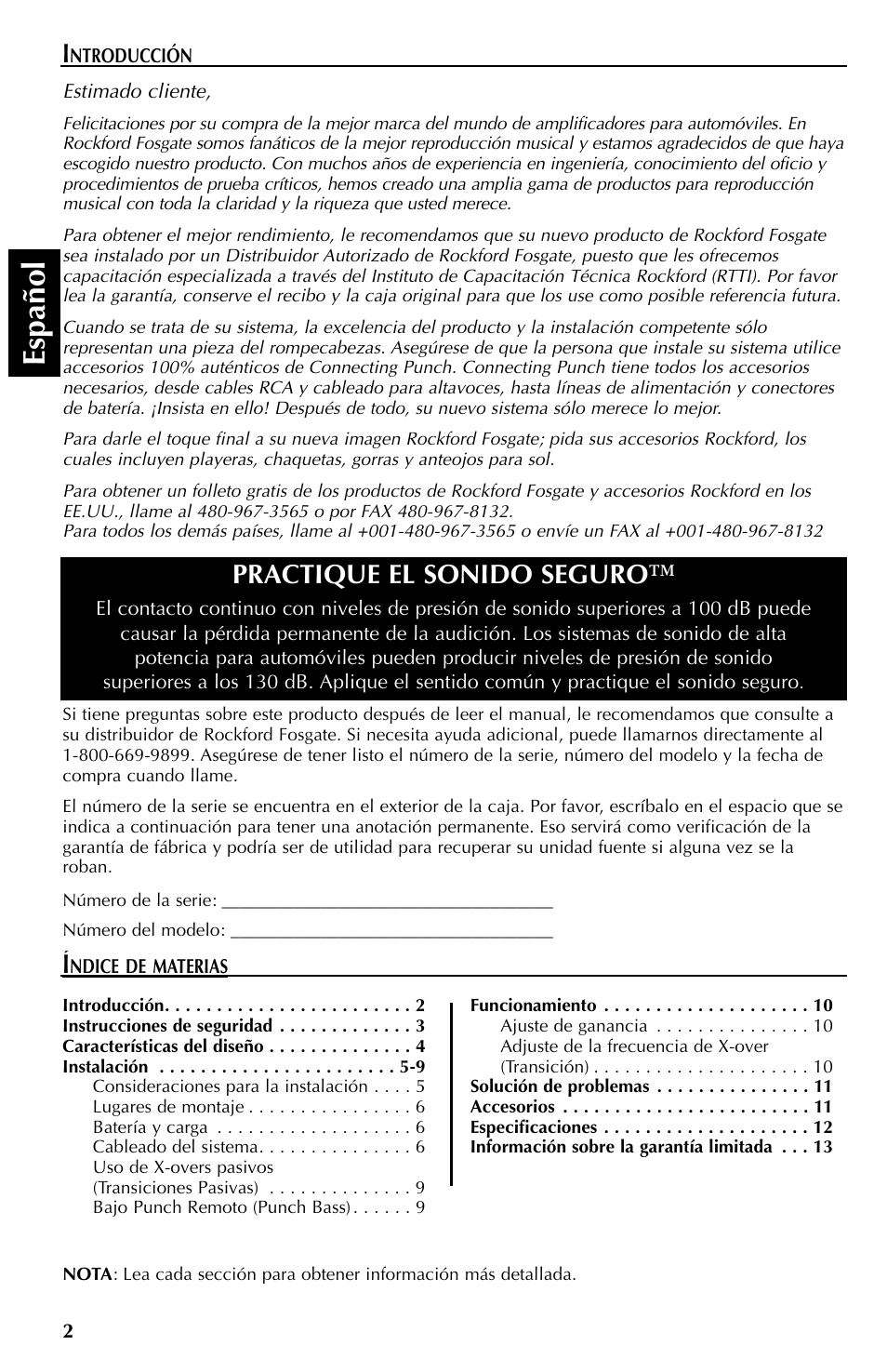 Espa ñ ol, Practique el sonido seguro | Rockford Fosgate 550X User Manual | Page 26 / 64