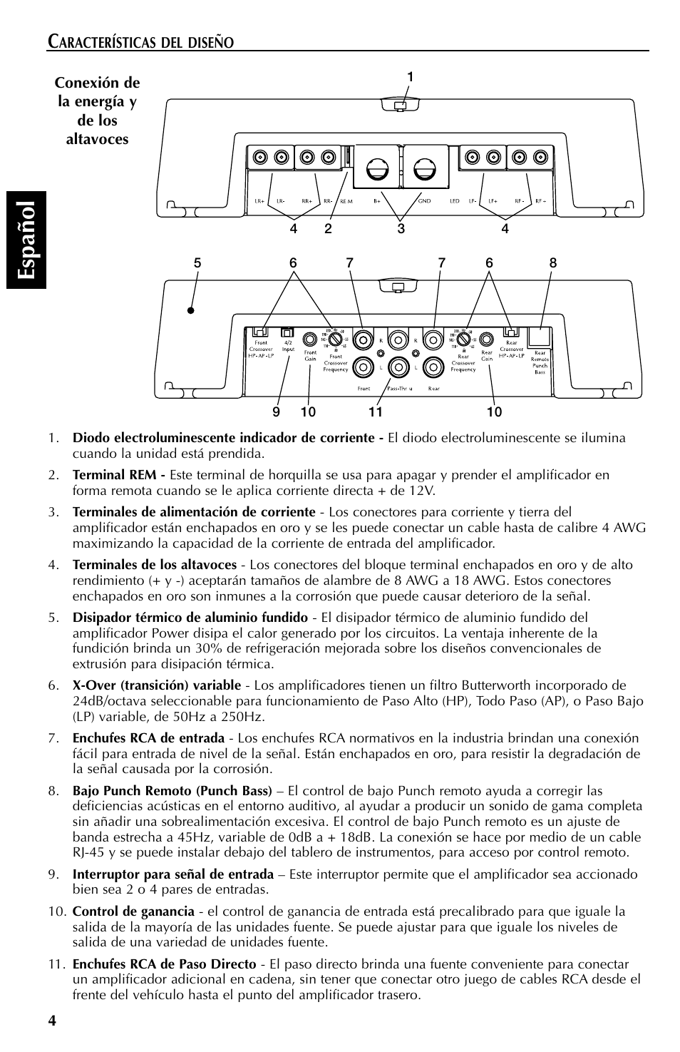 Espa ñ ol | Rockford Fosgate 550X User Manual | Page 28 / 64