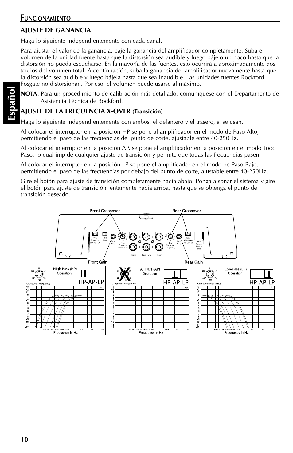 Espa ñ ol | Rockford Fosgate 550X User Manual | Page 34 / 64