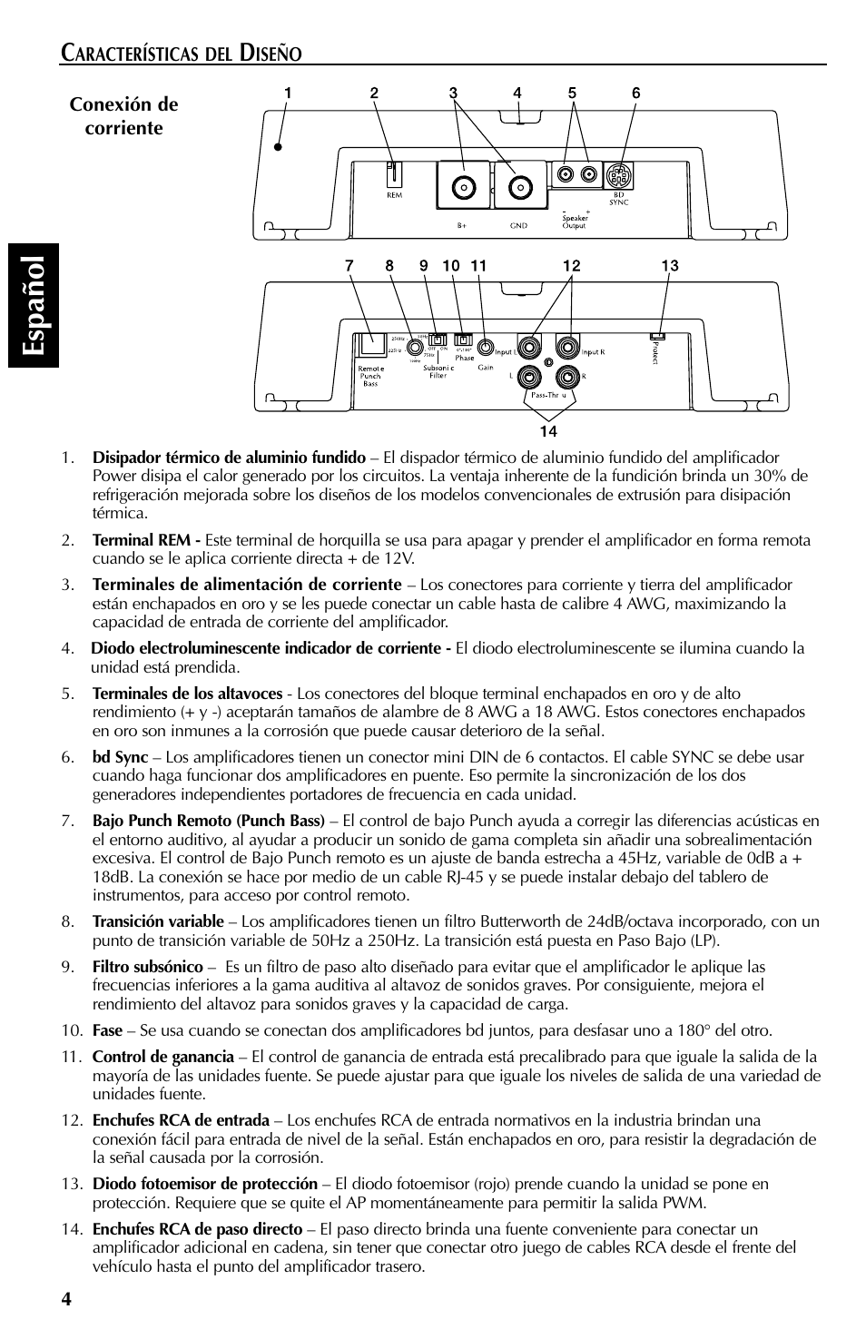 Espa ñ ol | Rockford Fosgate Mono Amplifiers User Manual | Page 16 / 28