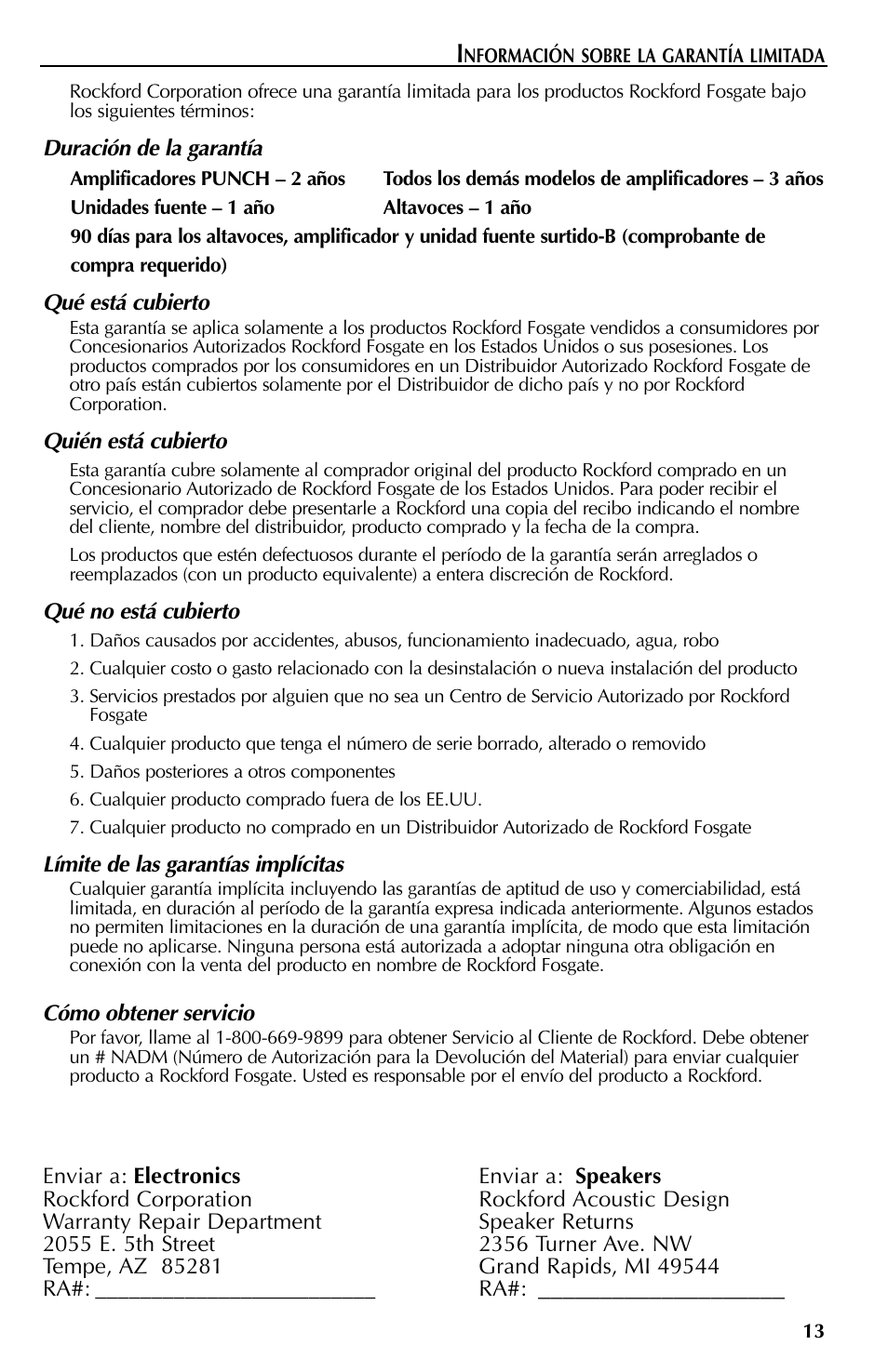 Rockford Fosgate Mono Amplifiers User Manual | Page 25 / 28