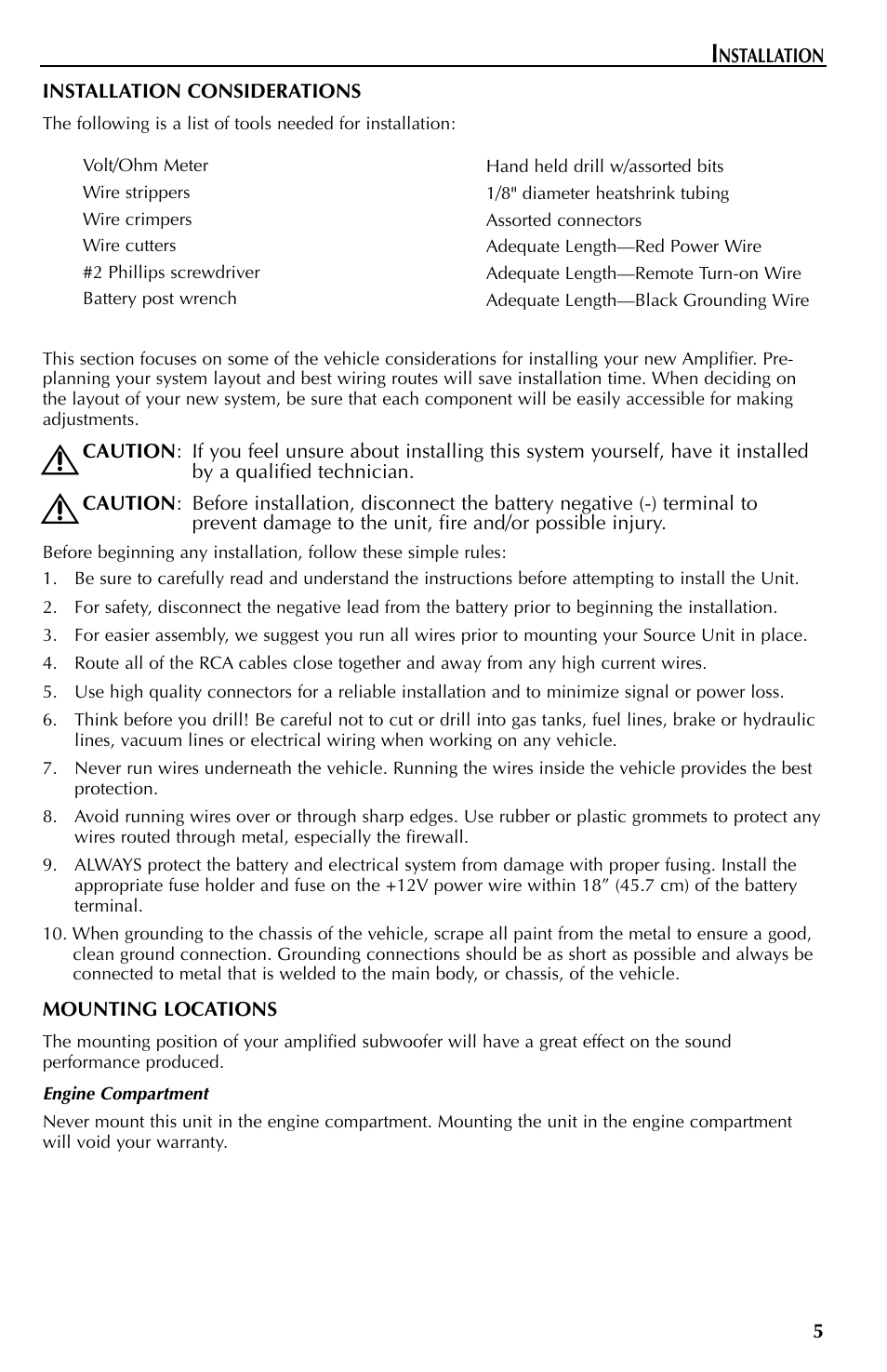 Rockford Fosgate Mono Amplifiers User Manual | Page 5 / 28