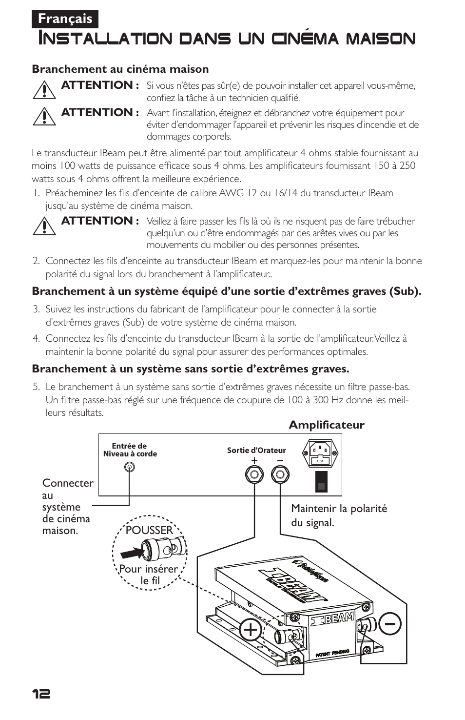 Installation dans un cinema maison, Français | Rockford Fosgate IBeam IB-200 User Manual | Page 12 / 20