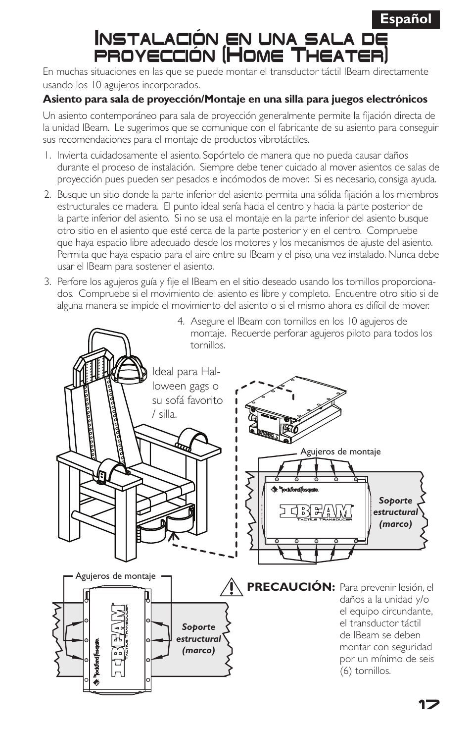 Español | Rockford Fosgate IBeam IB-200 User Manual | Page 17 / 20