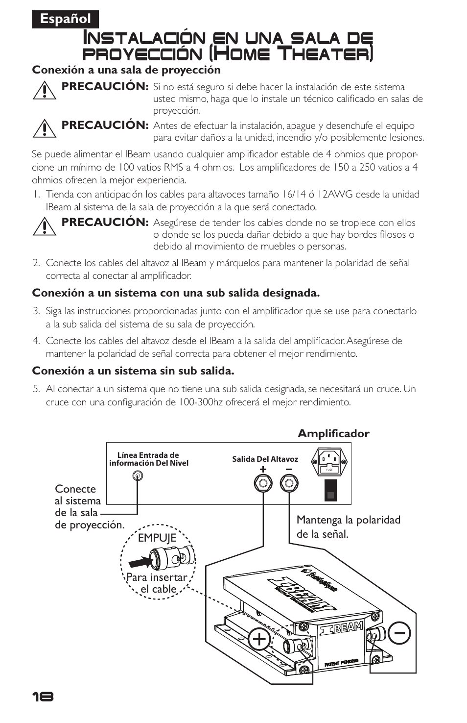Español | Rockford Fosgate IBeam IB-200 User Manual | Page 18 / 20
