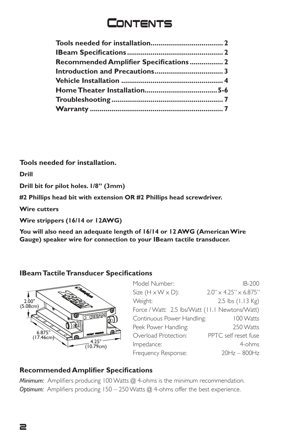 Rockford Fosgate IBeam IB-200 User Manual | Page 2 / 20