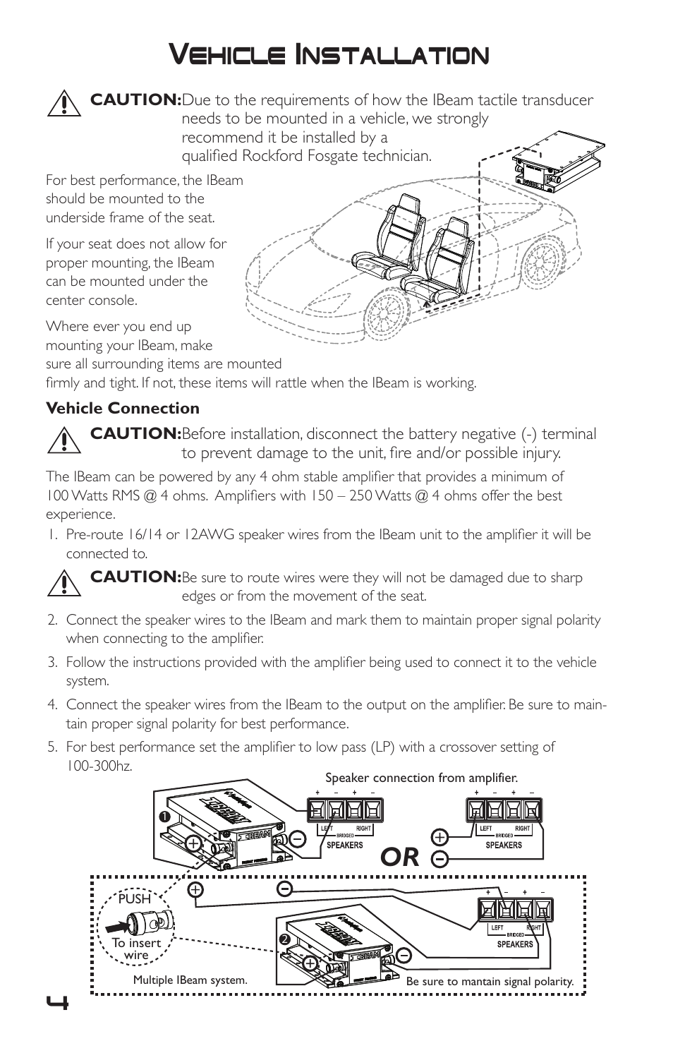 Vehicle installation | Rockford Fosgate IBeam IB-200 User Manual | Page 4 / 20