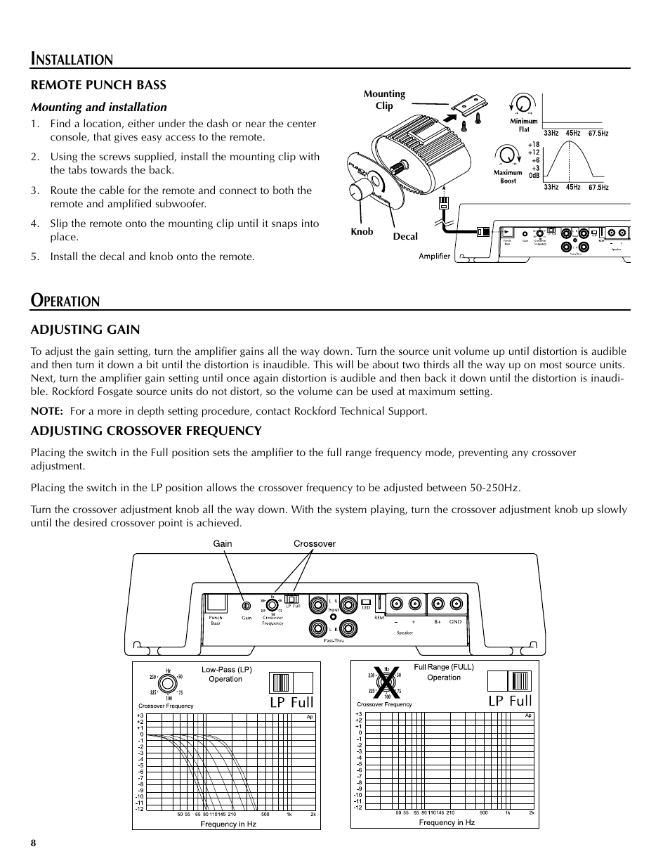 Nstallation, Peration | Rockford Fosgate X150.1 User Manual | Page 8 / 12