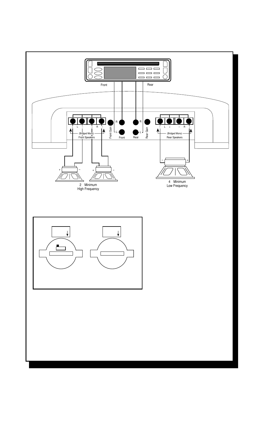 Channel – stereo front mono rear, Rear xcard* front xcard | Rockford Fosgate PUNCH 4020 DSM User Manual | Page 18 / 28