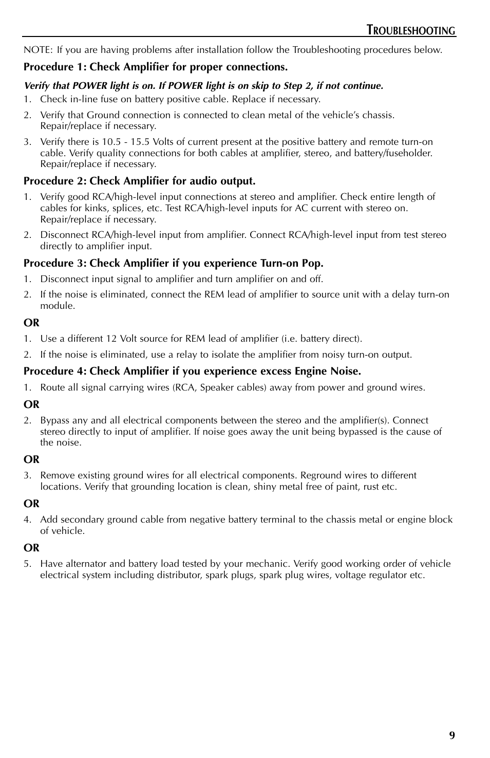 Rockford Fosgate Mono Amplifier User Manual | Page 9 / 12