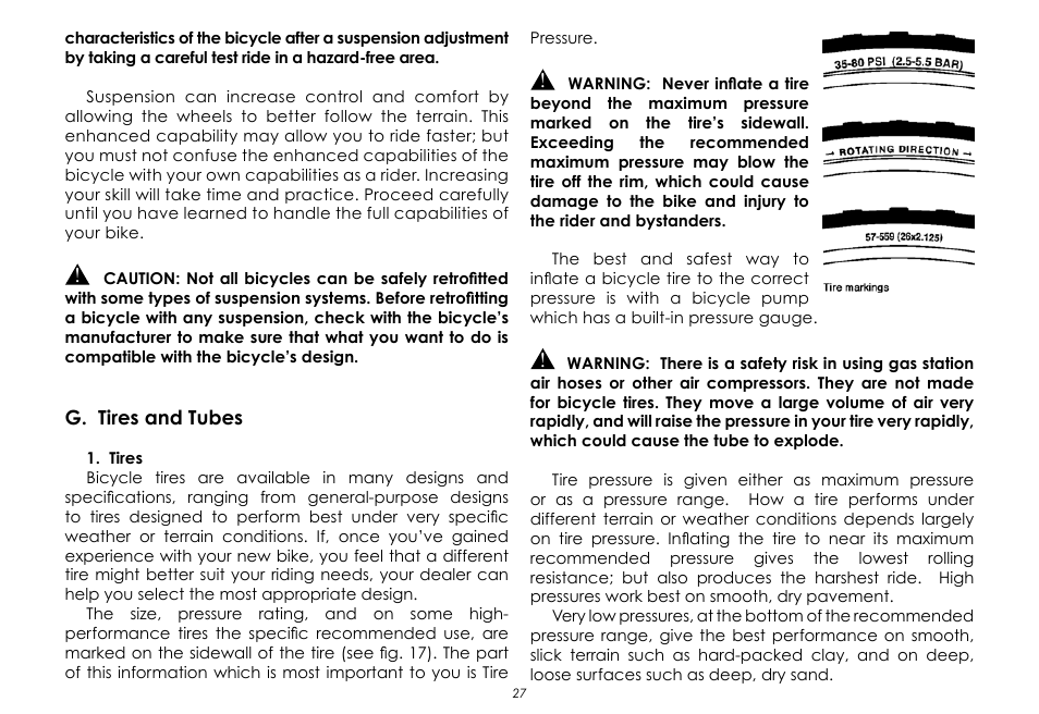 G. tires and tubes | Raleigh None User Manual | Page 27 / 32