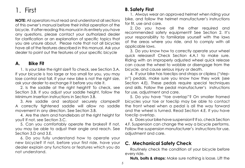 First | Raleigh None User Manual | Page 5 / 32