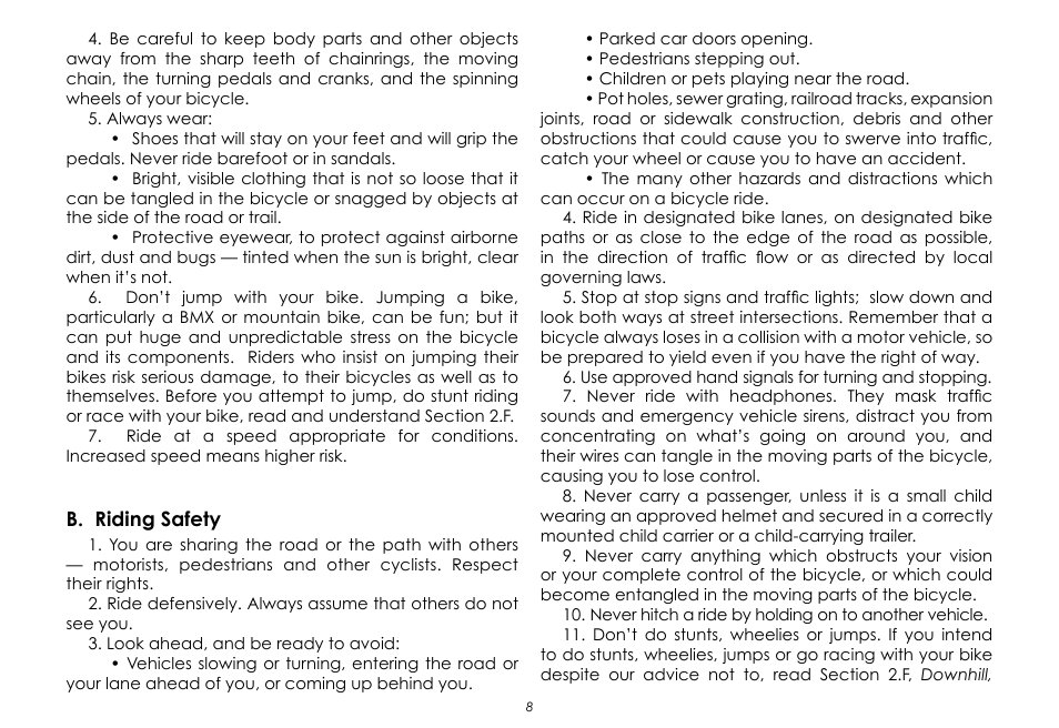 B. riding safety | Raleigh None User Manual | Page 8 / 32