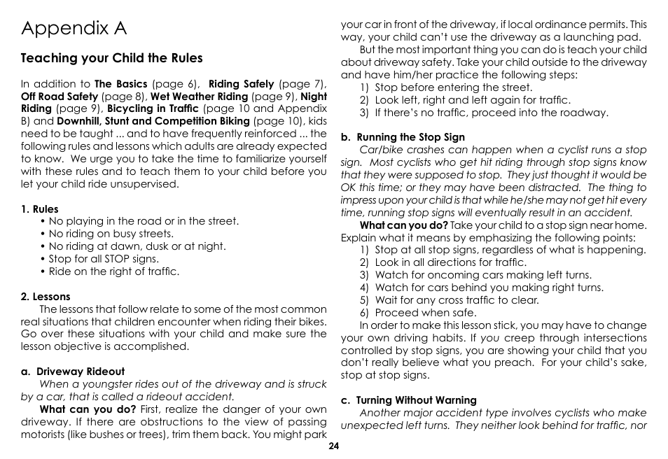 Appendix a, Teaching your child the rules | Raleigh 2008 User Manual | Page 24 / 32