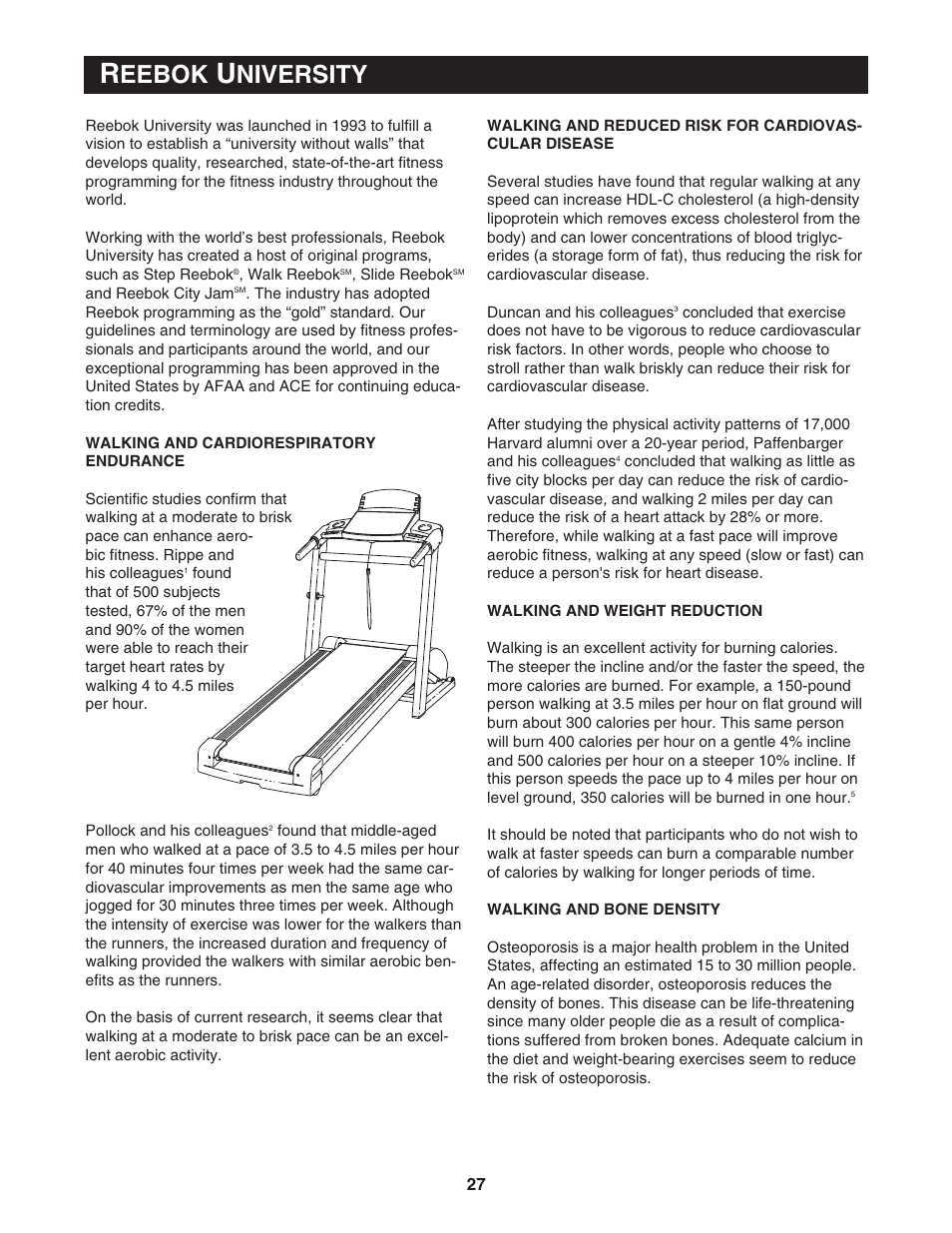 Eebok, Niversity | Reebok Fitness V1500 RBTL11830 User Manual | Page 27 / 34