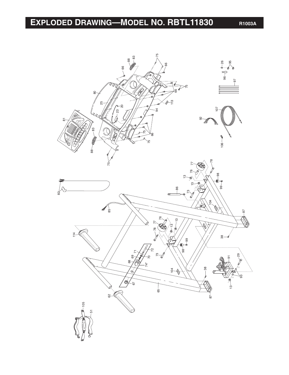 Xploded, Rawing, Odel | Reebok Fitness V1500 RBTL11830 User Manual | Page 33 / 34