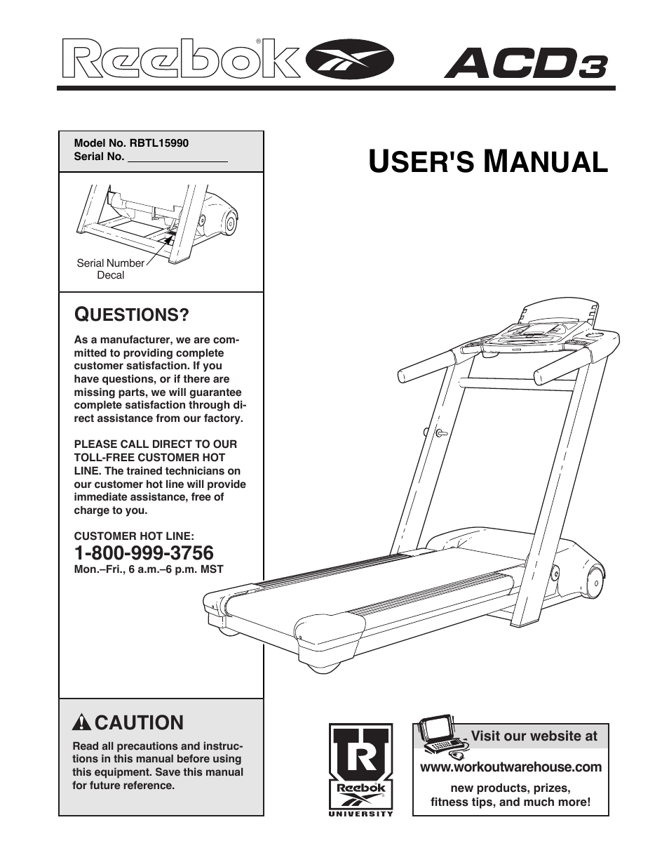 Reebok Fitness ACD3 RBTL15990 User Manual | 38 pages