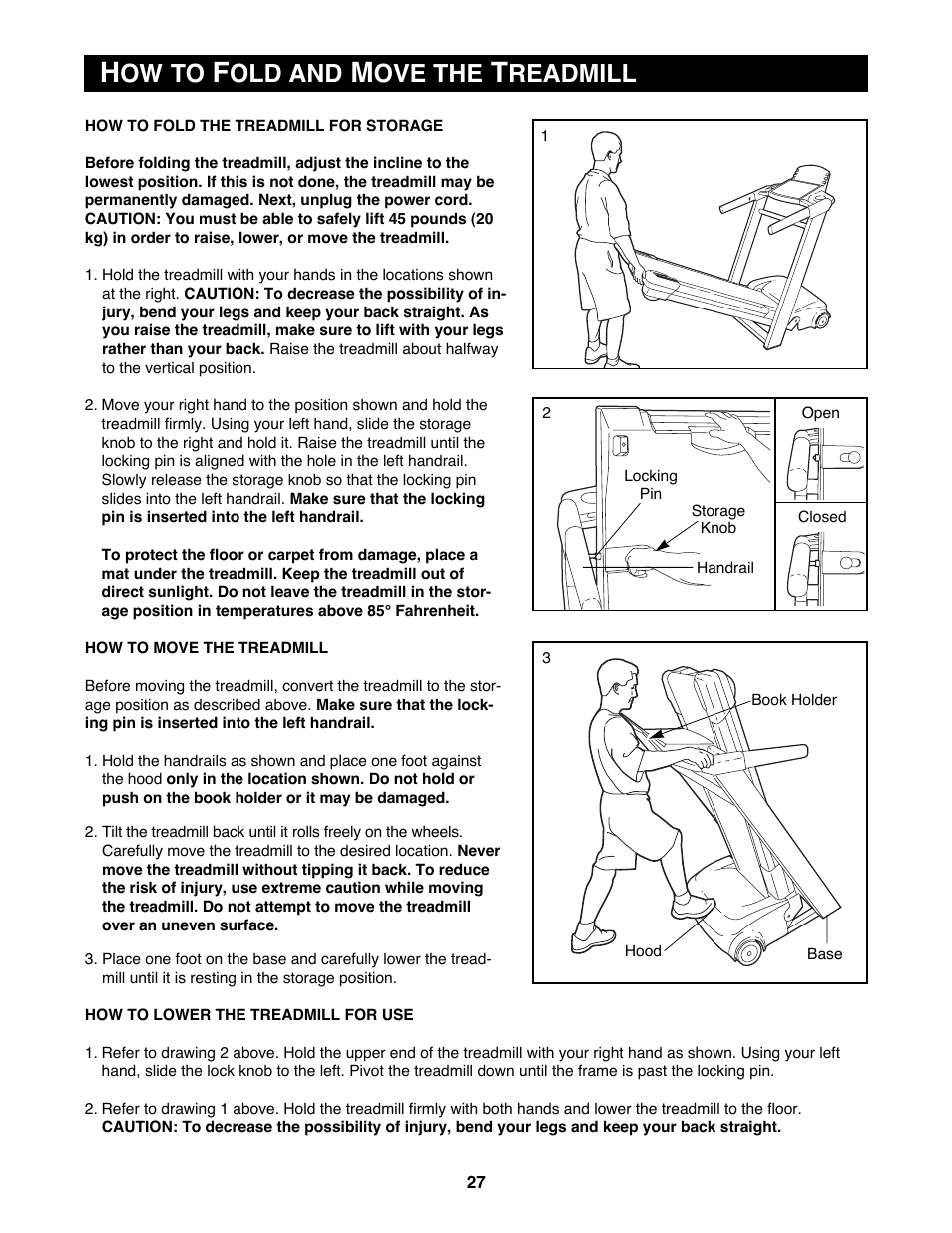 Ow to, Old and, Ove the | Readmill | Reebok Fitness RBTL19990 User Manual | Page 27 / 38