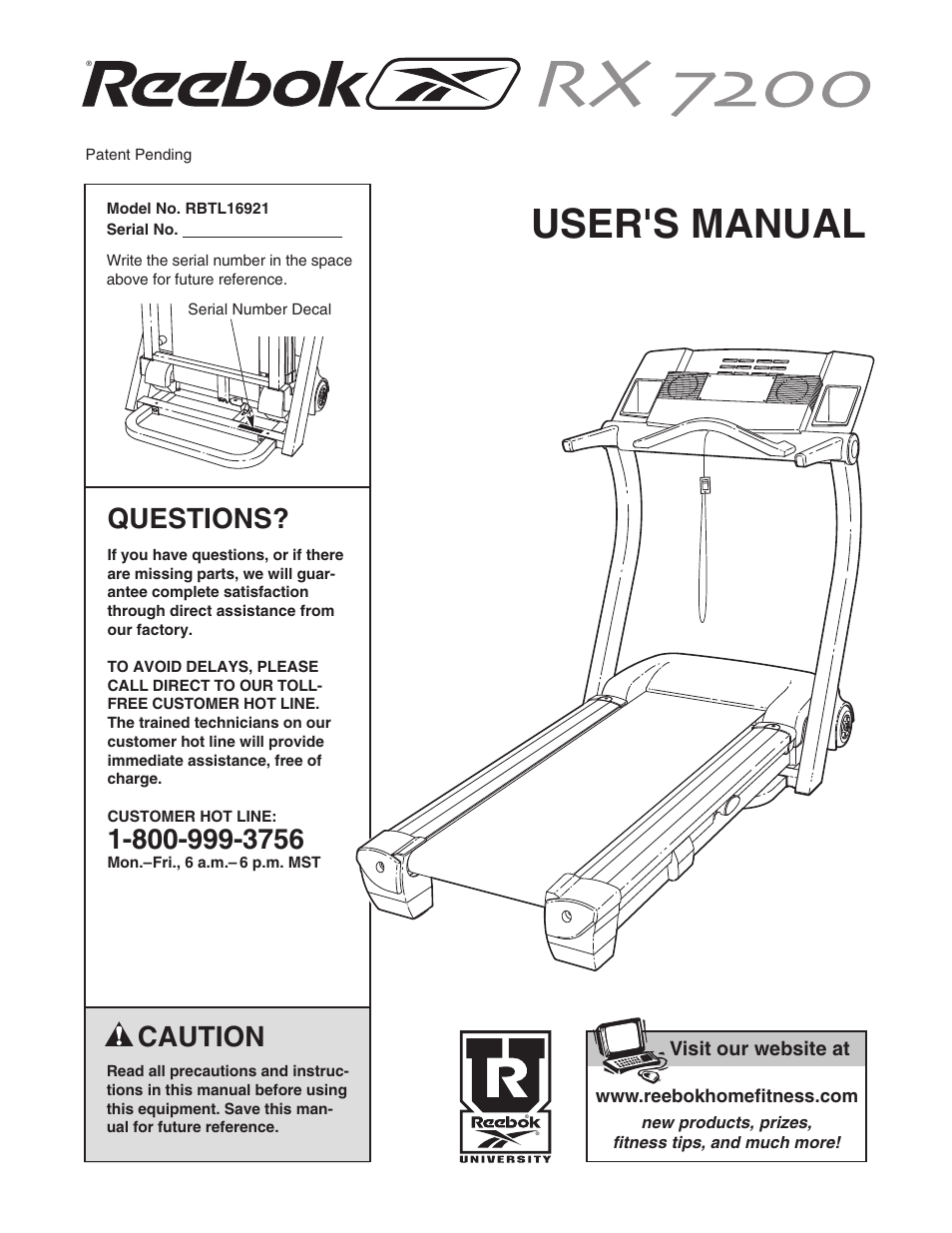 Reebok Fitness RBTL16921 User Manual | 34 pages