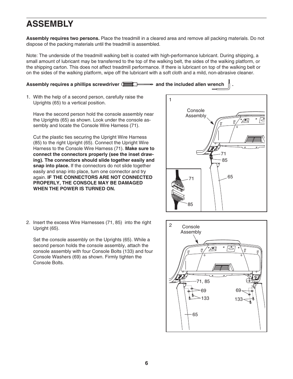 Assembly | Reebok Fitness 5500C treadmill RBTL111040 User Manual | Page 6 / 34