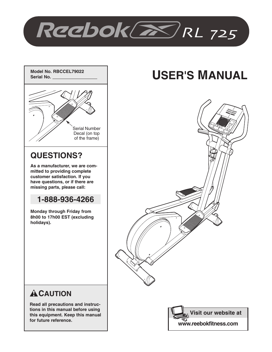 Reebok Fitness RL 725 elliptical exerciser RBCCEL79022 User Manual | 32 pages