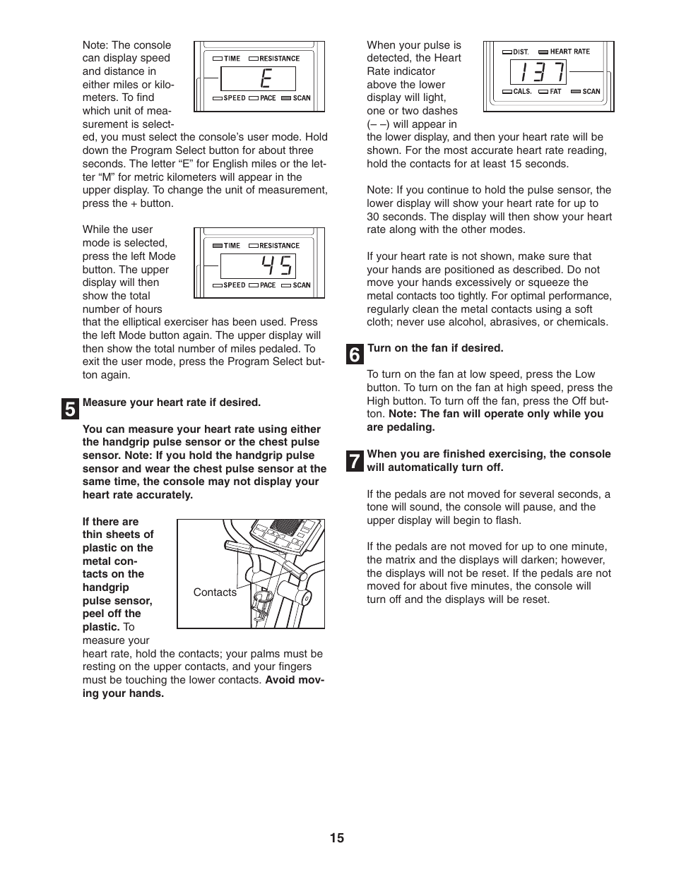 Reebok Fitness RL 725 elliptical exerciser RBCCEL79022 User Manual | Page 15 / 32