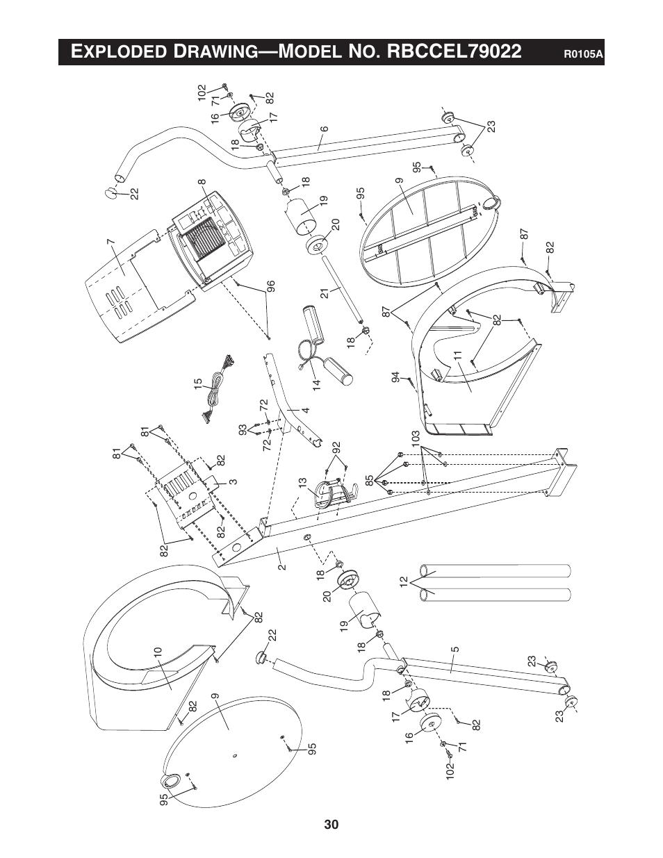 Xploded, Rawing, Odel | Reebok Fitness RL 725 elliptical exerciser RBCCEL79022 User Manual | Page 31 / 32