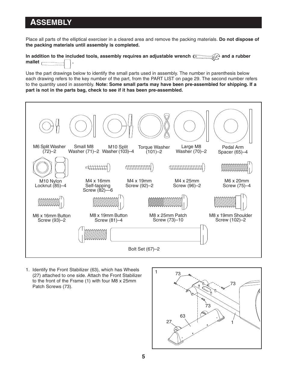 Ssembly | Reebok Fitness RL 725 elliptical exerciser RBCCEL79022 User Manual | Page 5 / 32