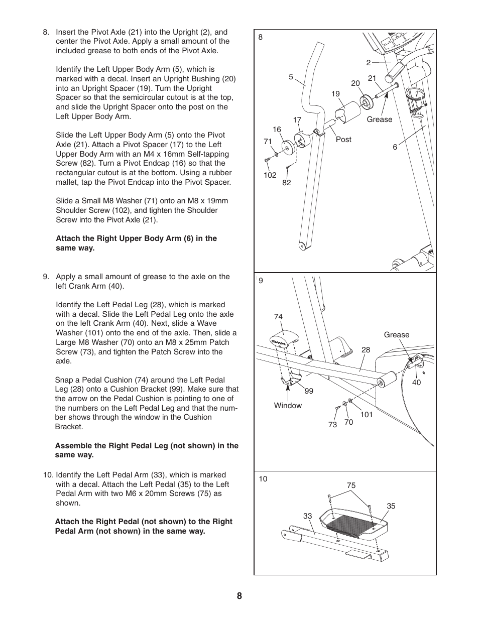 Reebok Fitness RL 725 elliptical exerciser RBCCEL79022 User Manual | Page 8 / 32