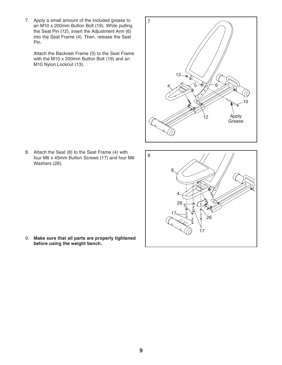 Reebok Fitness weight bench RBBE0787.2 User Manual | Page 9 / 16